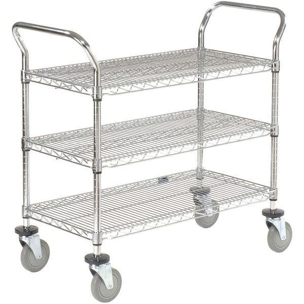 Global Industrial Wire Utility Cart, 3 Shelves, 800 Lb. Capacity, 48L x 24W x 38H 188730 - main